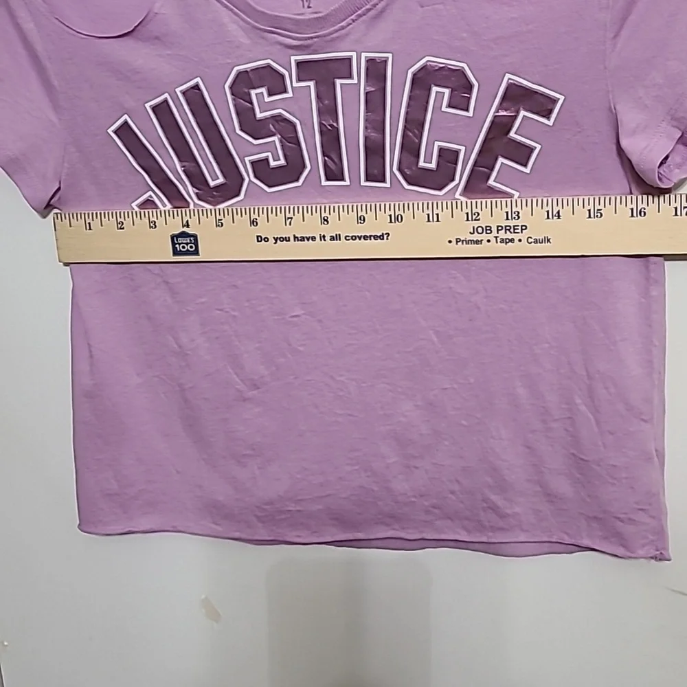 JUSTICE Lavender Purple Crop Tee Shirt Cold Shoulder Short Sleeve‎ - Size 12